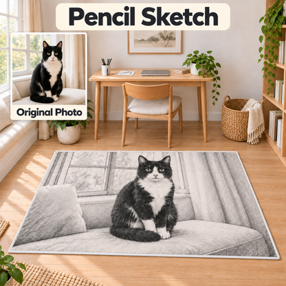 Personalized Photo Rug & Floor Mat – Custom Photo or AI Art, Washable & Anti-Slip