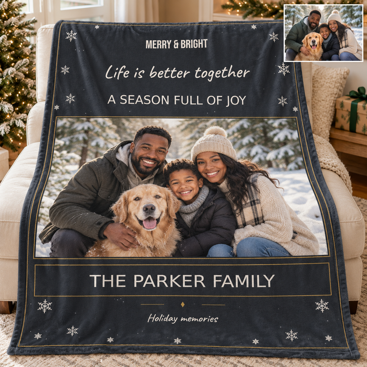 Christmas Photo Blankets Personalized Photo Family Memorial Blankets