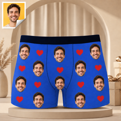Custom Boxer with Photo Mens Underwear with Face and Heart