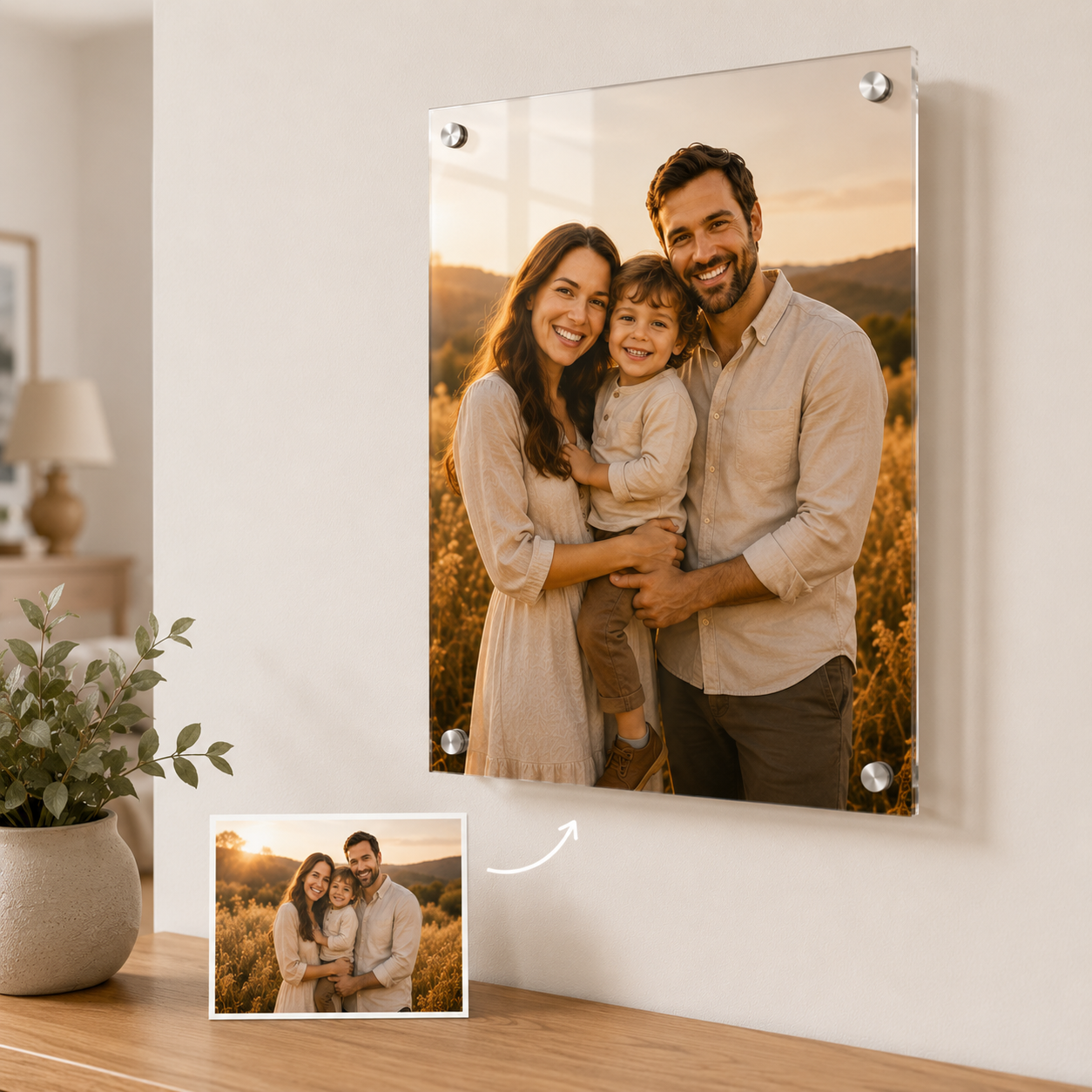 Personalized Acrylic Photo Wall Art – Custom Family, Couple, or Pet Portrait Decor