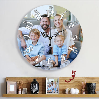 Photo Wall Clock with Custom Pictures - Personalized Family Gift