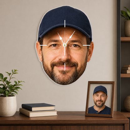 Custom Face Photo Acrylic Wall Clock – Personalized Cutout