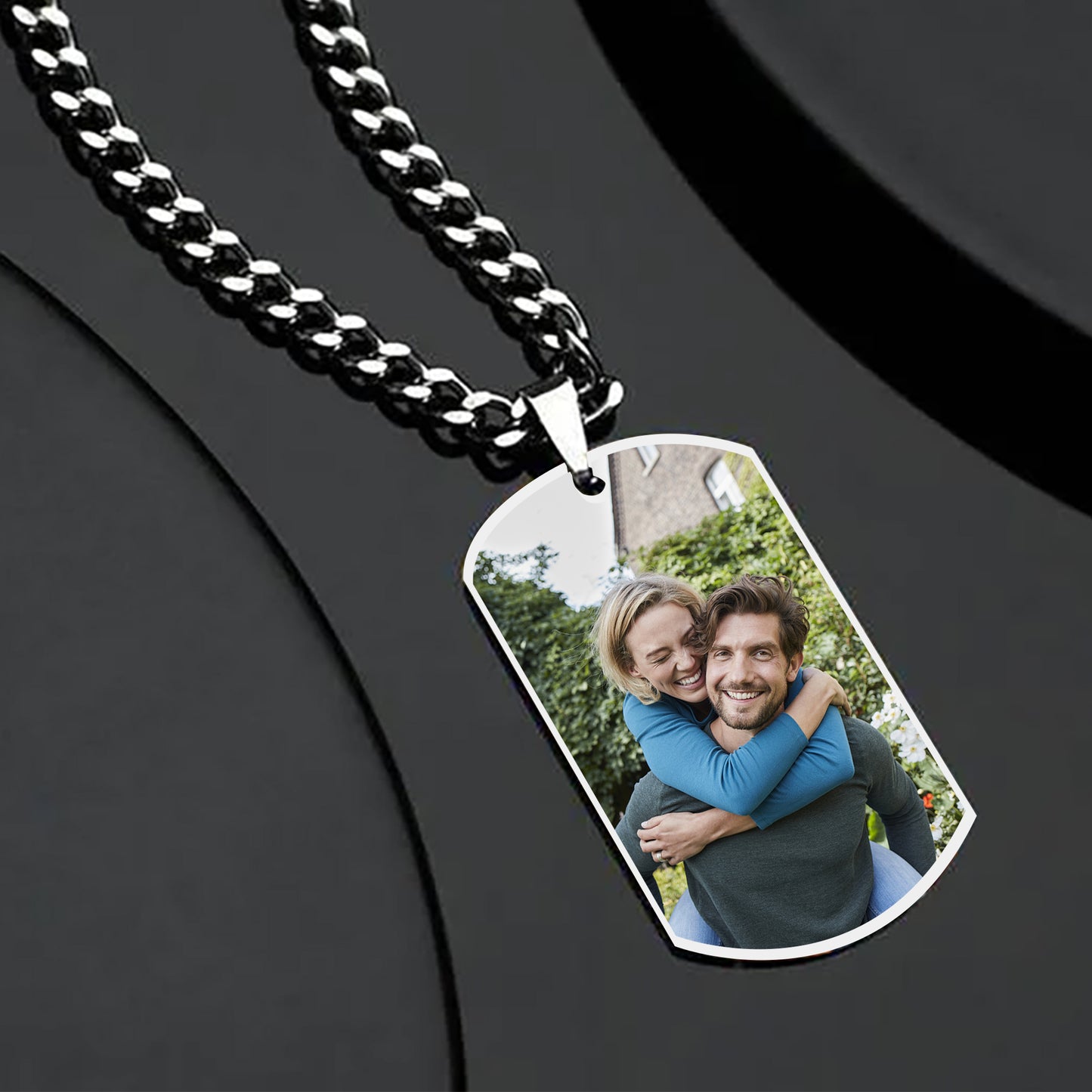 Personalized Stainless Steel Photo Dog Tag Necklace with Chain Jewelry