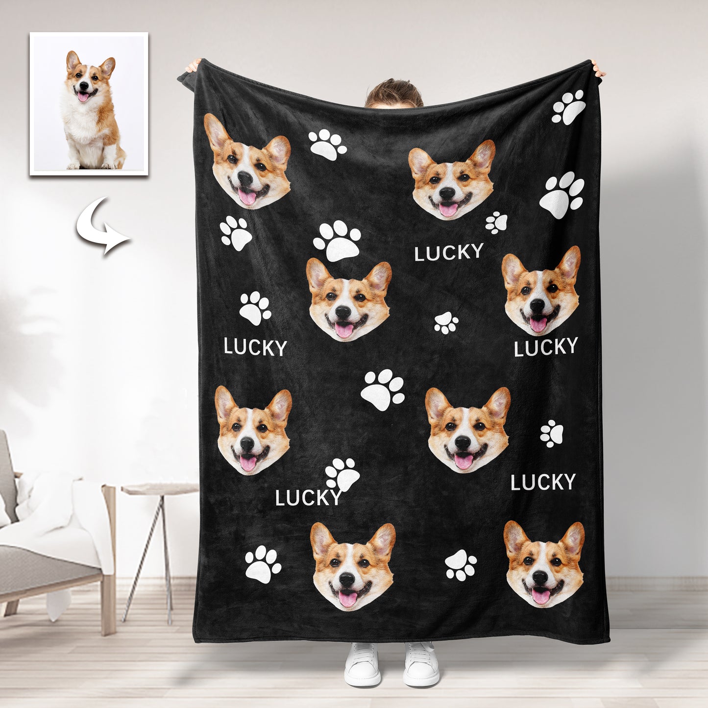 Personalized Keepsake Blanket with Your Pet Photo - Custom Gift