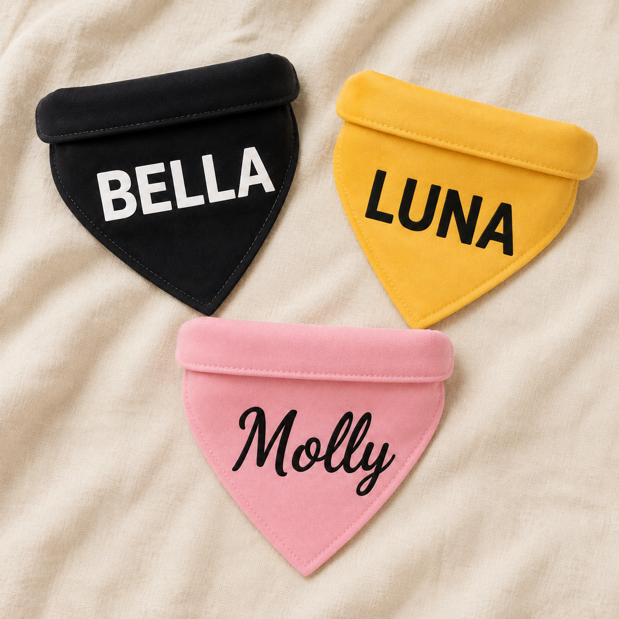 Personalized Pet Name Bandana – Custom Text Dog & Cat Scarf