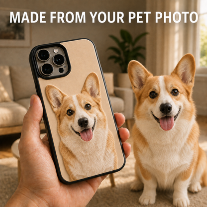 Custom Pet Photo Embossed iPhone Case – Raised-Texture Liquid Silicone Cover
