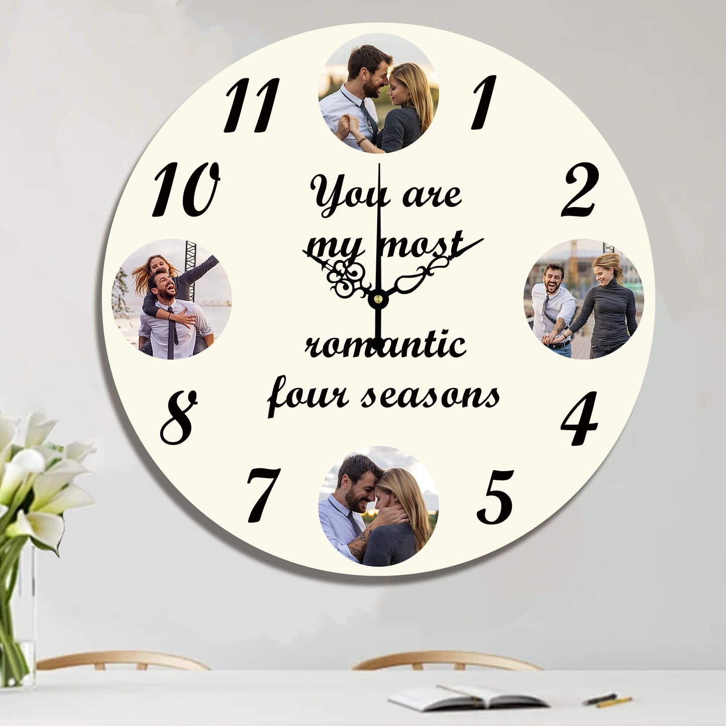 Customizable Photo Clock with Text - Personalized Home Decor