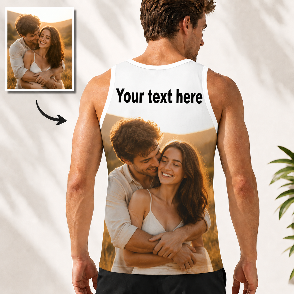 Custom Photo & Text Men’s Tank Top – Personalized Mesh Sleeveless Shirt