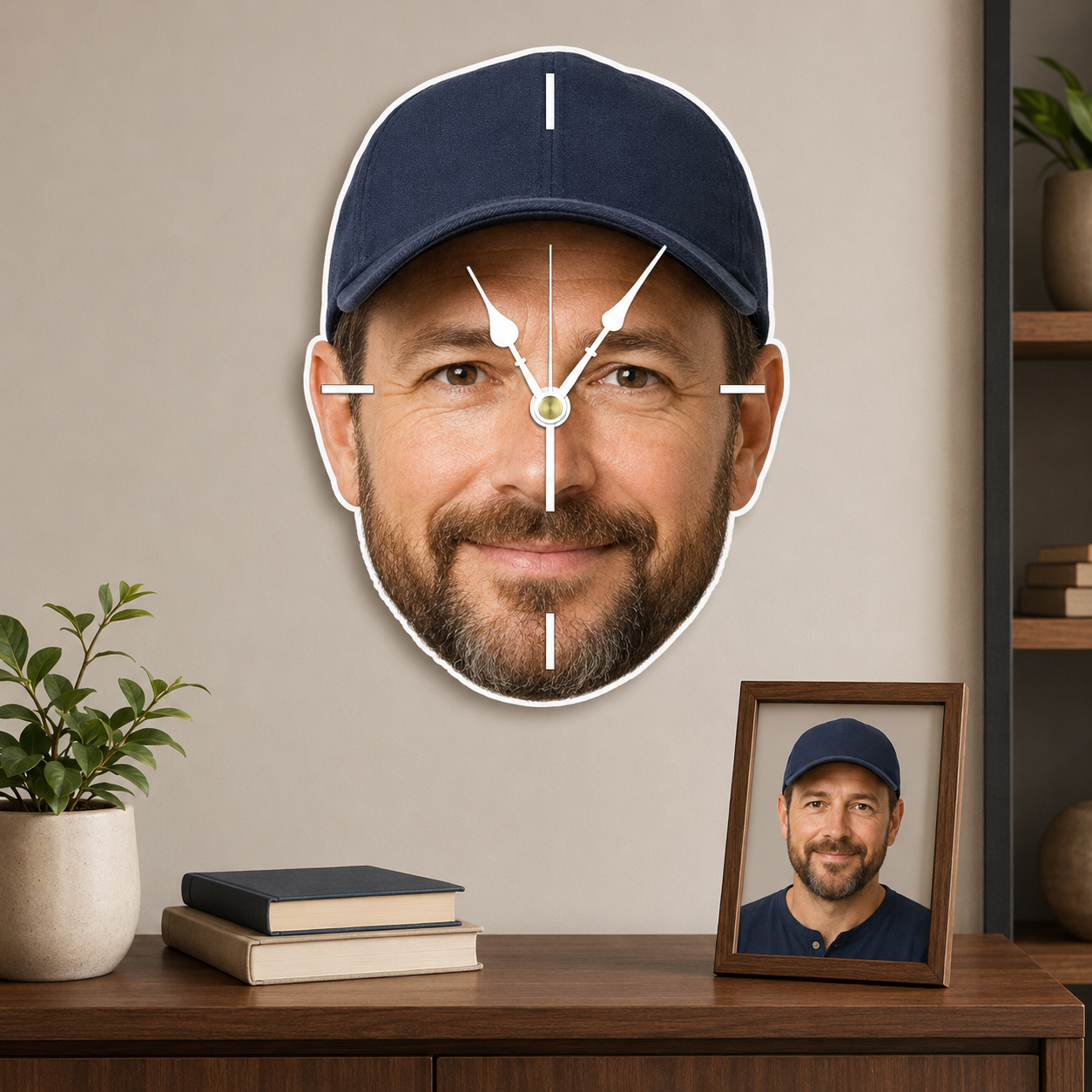 Custom Face Photo Acrylic Wall Clock – Personalized Cutout