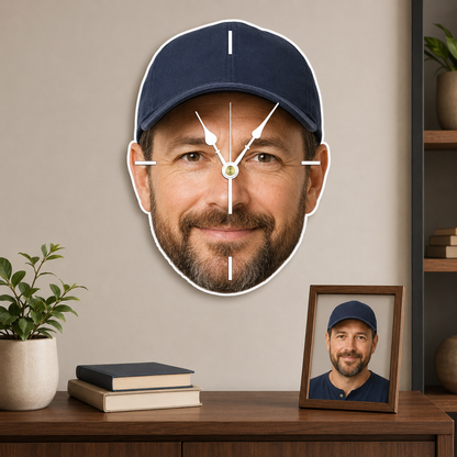Custom Face Photo Acrylic Wall Clock – Personalized Cutout