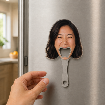 Custom Face Bottle Opener – Personalized Photo Acrylic Opener with Optional Fridge Magnet