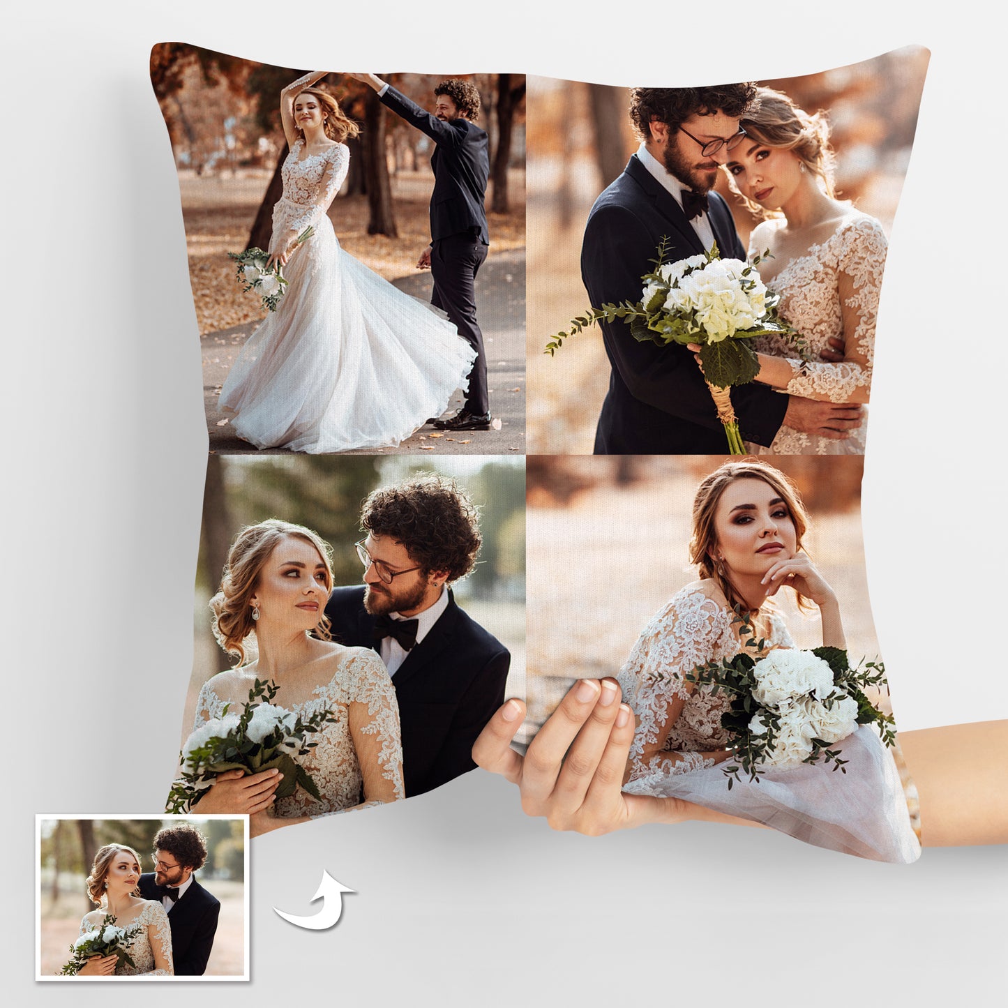 Photo Custom Throw Pillows Double side printed Personalized with 4 Photos