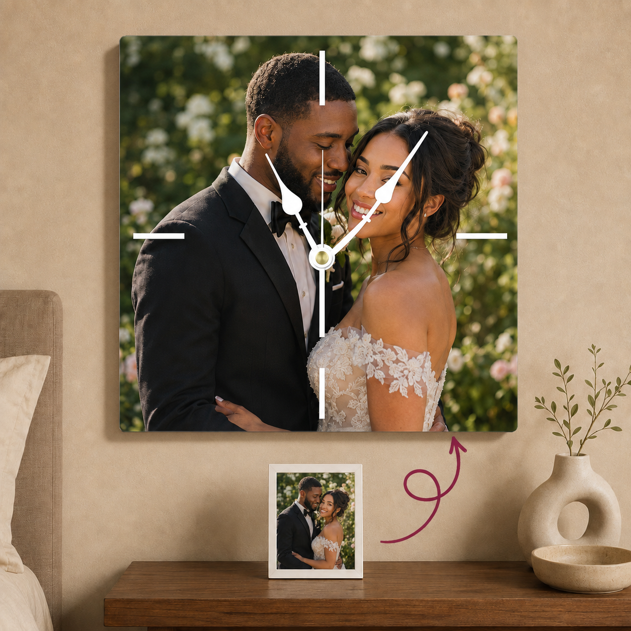 Personalized Square  Clock Custom Wall Clock Gift With Photo