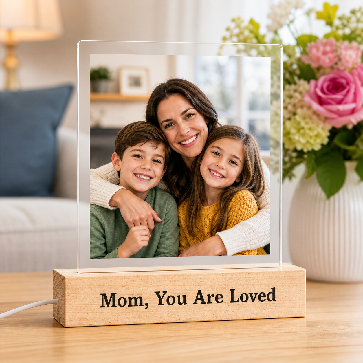 Personalized 3D LED Night Light | Custom Photo Acrylic Lamp with Wooden Base | Unique Gift