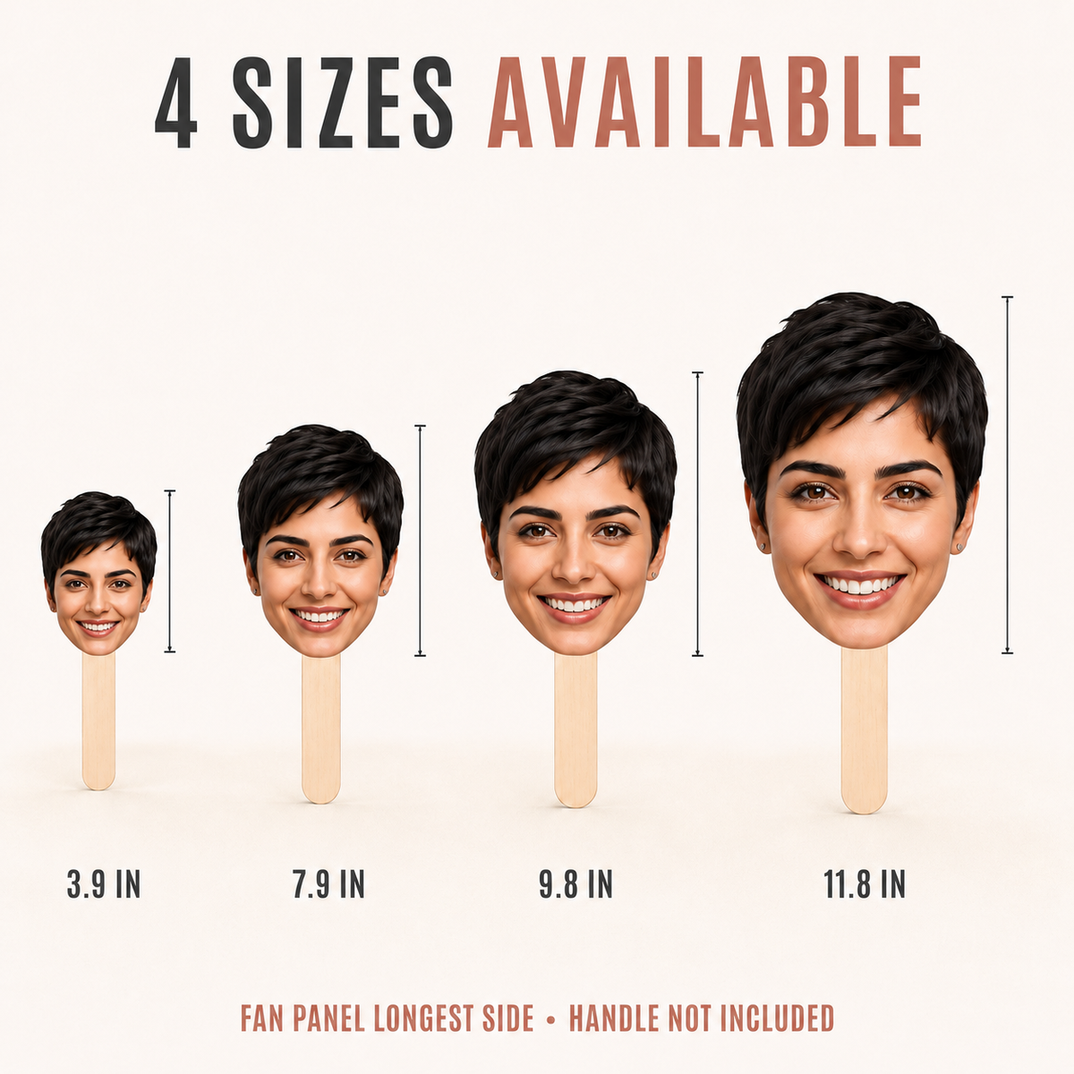 Custom Face Hand Fan – Personalized Photo Big Head Cutout for Weddings, Parties & Graduations