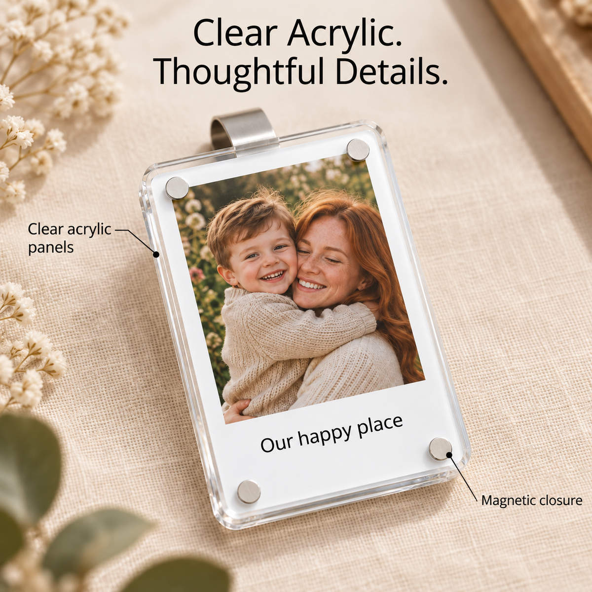 Personalized Photo Car Visor Clip – Custom Acrylic Picture Holder with Optional Text