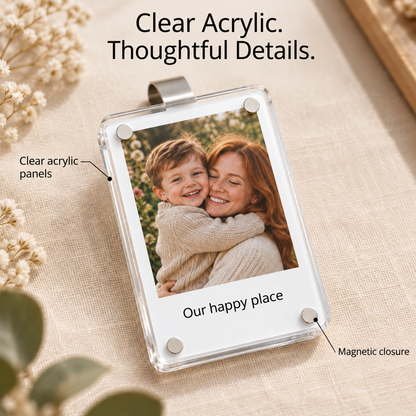 Personalized Photo Car Visor Clip – Custom Acrylic Picture Holder with Optional Text