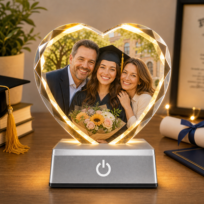 Personalized Heart Crystal Photo Night Light