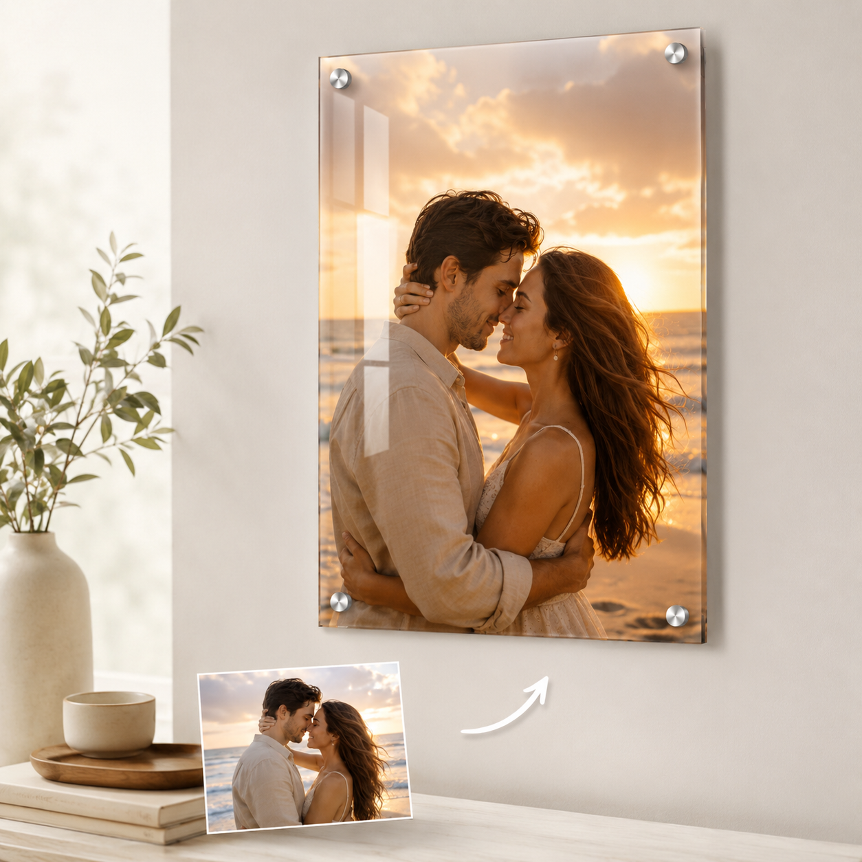 Personalized Acrylic Photo Wall Art – Custom Family, Couple, or Pet Portrait Decor