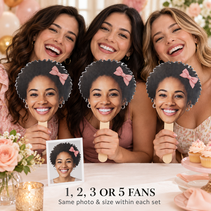 Custom Face Hand Fan – Personalized Photo Big Head Cutout for Weddings, Parties & Graduations