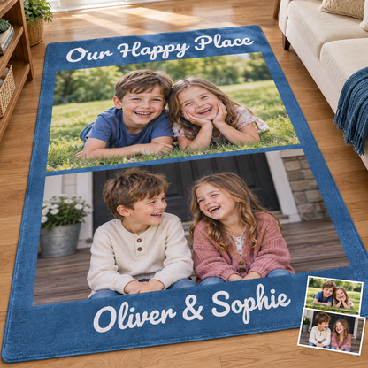 Custom Photo Flannel Carpet, Extra Soft Anti-Slip Floor Mats Collage 1-4 Photos