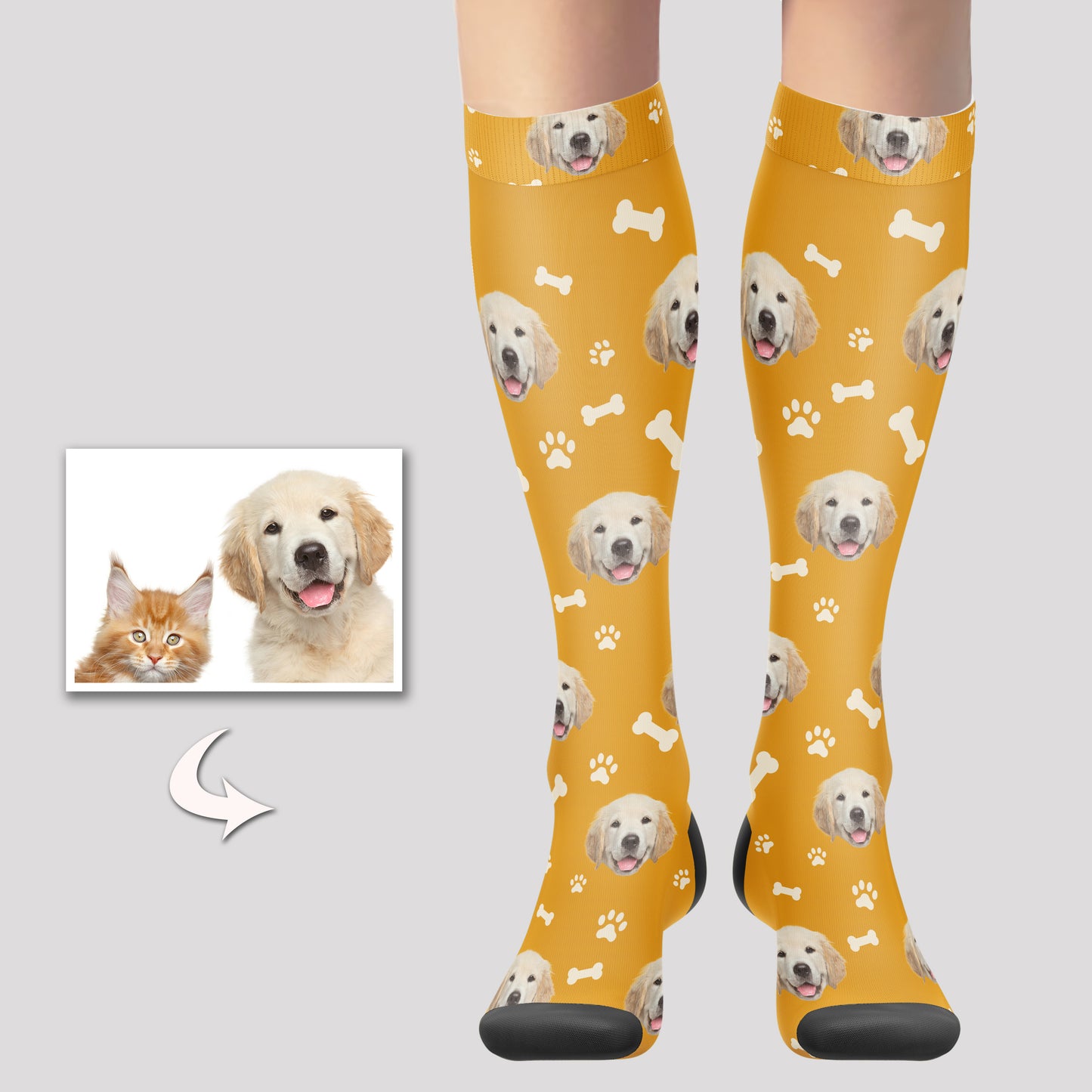 Personalized Dog Socks Knee High with Your Pet's Photo