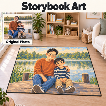 Personalized Photo Rug & Floor Mat – Custom Photo or AI Art, Washable & Anti-Slip