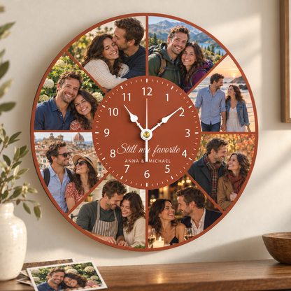 Personalized Photo Round Wall Clock - Custom Picture Clock for Home Decor Gift