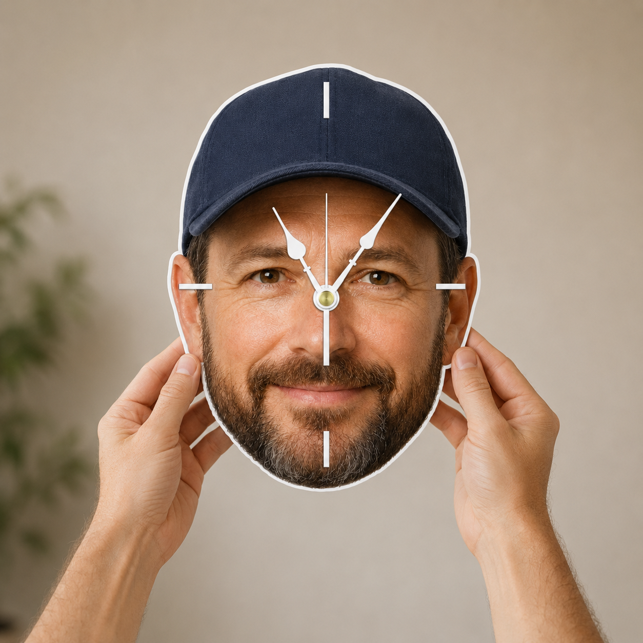 Custom Face Photo Acrylic Wall Clock – Personalized Cutout