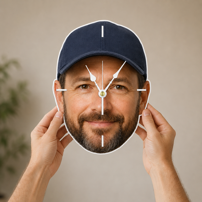 Custom Face Photo Acrylic Wall Clock – Personalized Cutout