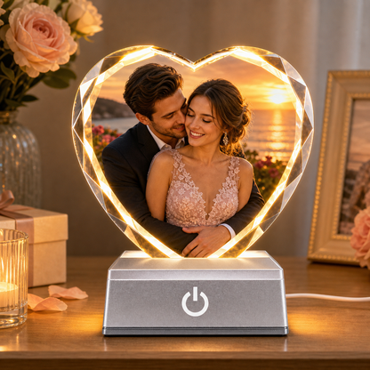 Personalized Heart Crystal Photo Night Light