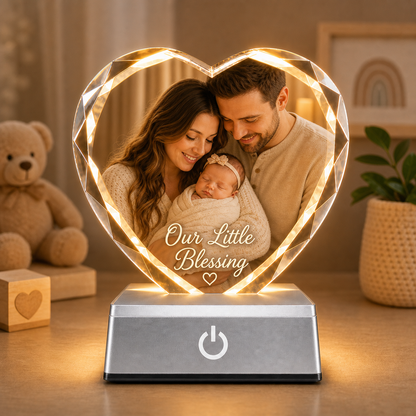 Personalized Heart Crystal Photo Night Light