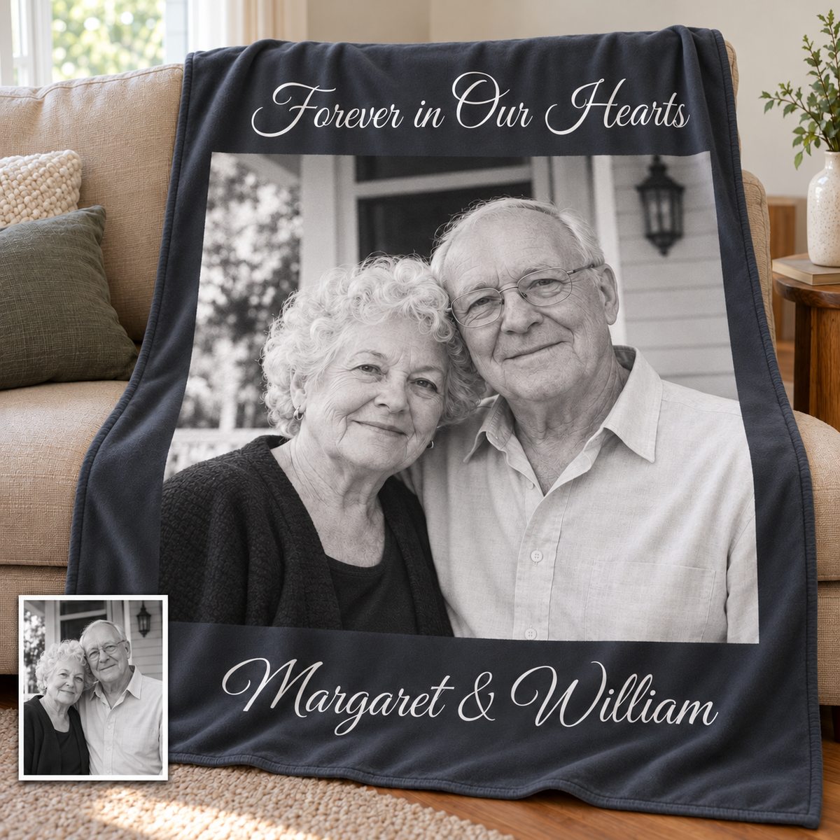 Custom Couple Photo Blankets Personalized Photo Memorial Blankets