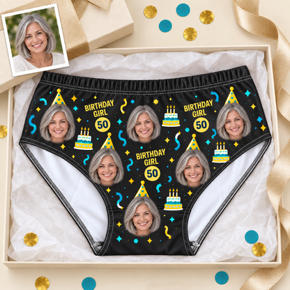 Personalized Birthday Panties for Women – Custom Photo & Age