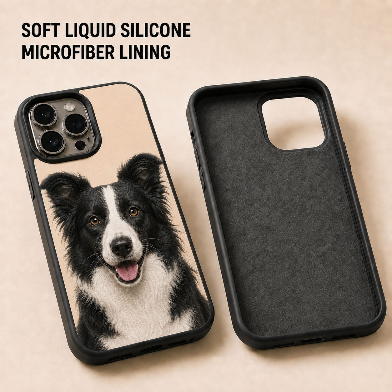 Custom Pet Photo Embossed iPhone Case – Raised-Texture Liquid Silicone Cover