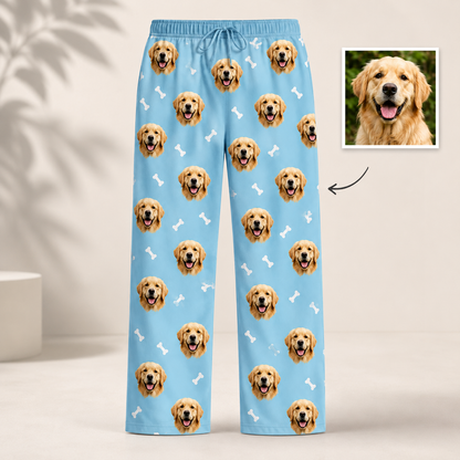 Unisex Dog Photo Pajamas - Custom Nightwear Pants, Pet Lover Gift