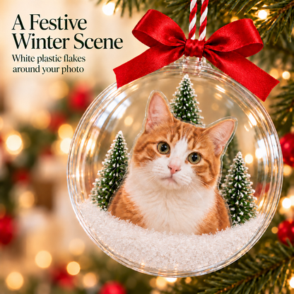 Custom Photo Snow Globe Ornament – Personalized Christmas Tree Keepsake