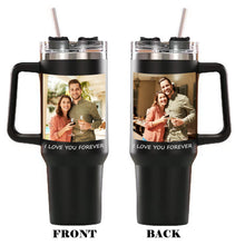 Load image into Gallery viewer, Custom Photo Stainless Steel Tumbler -  Insulated Cup with Handle &amp; Straw
