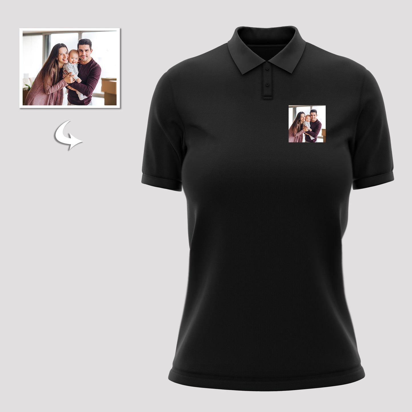 Personalized Unisex Polo Shirts, Custom Double-Sided Photo Print Design