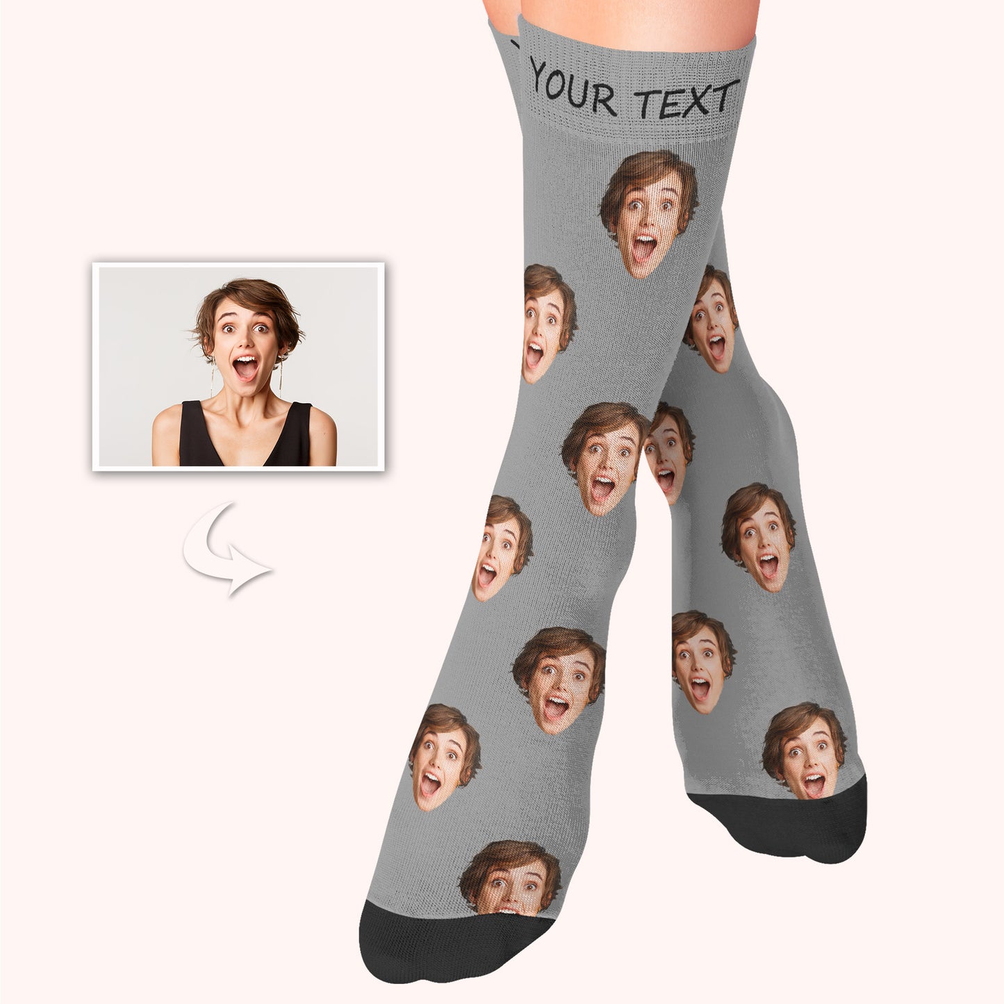 Custom Photo Face Socks With Multiple Colors Add Your Texts