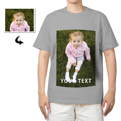 Customizable Unisex Cotton T-Shirt, Double-Sided Photo Print & Text