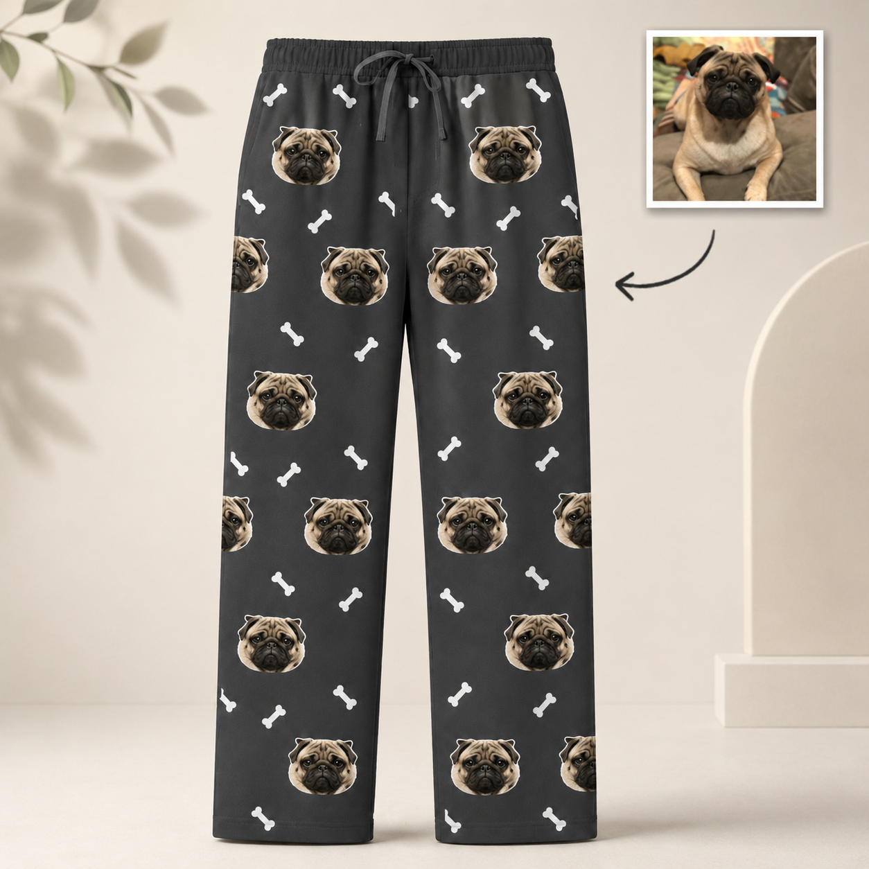 Unisex Dog Photo Pajamas - Custom Nightwear Pants, Pet Lover Gift