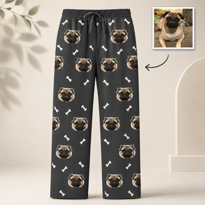 Unisex Dog Photo Pajamas - Custom Nightwear Pants, Pet Lover Gift