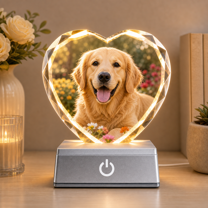 Personalized Heart Crystal Photo Night Light