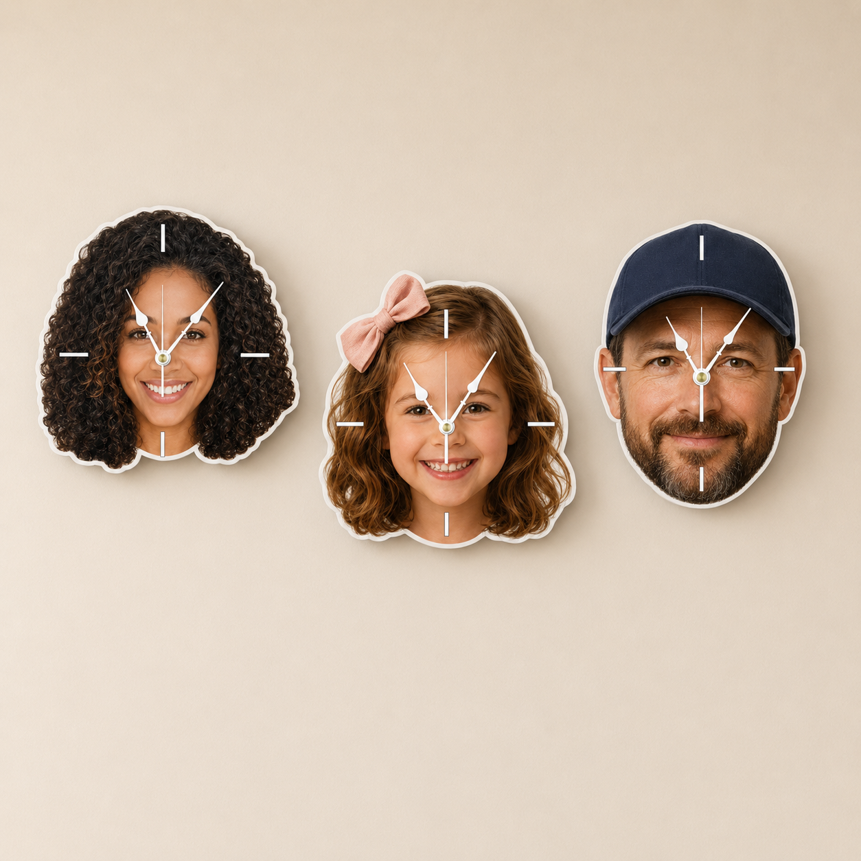 Custom Face Photo Acrylic Wall Clock – Personalized Cutout