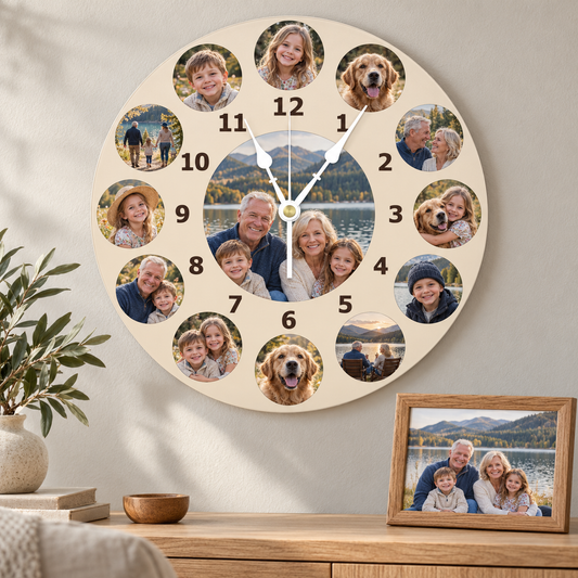 Personalized Photo Wall Clock - Custom Home Decor Gift for Any Occasion