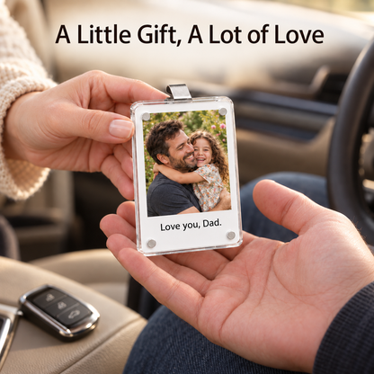 Personalized Photo Car Visor Clip – Custom Acrylic Picture Holder with Optional Text