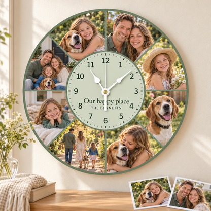 Personalized Photo Round Wall Clock - Custom Picture Clock for Home Decor Gift