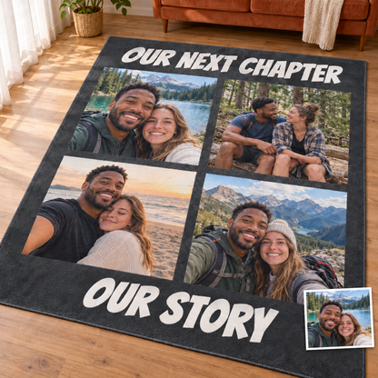Custom Photo Flannel Carpet, Extra Soft Anti-Slip Floor Mats Collage 1-4 Photos