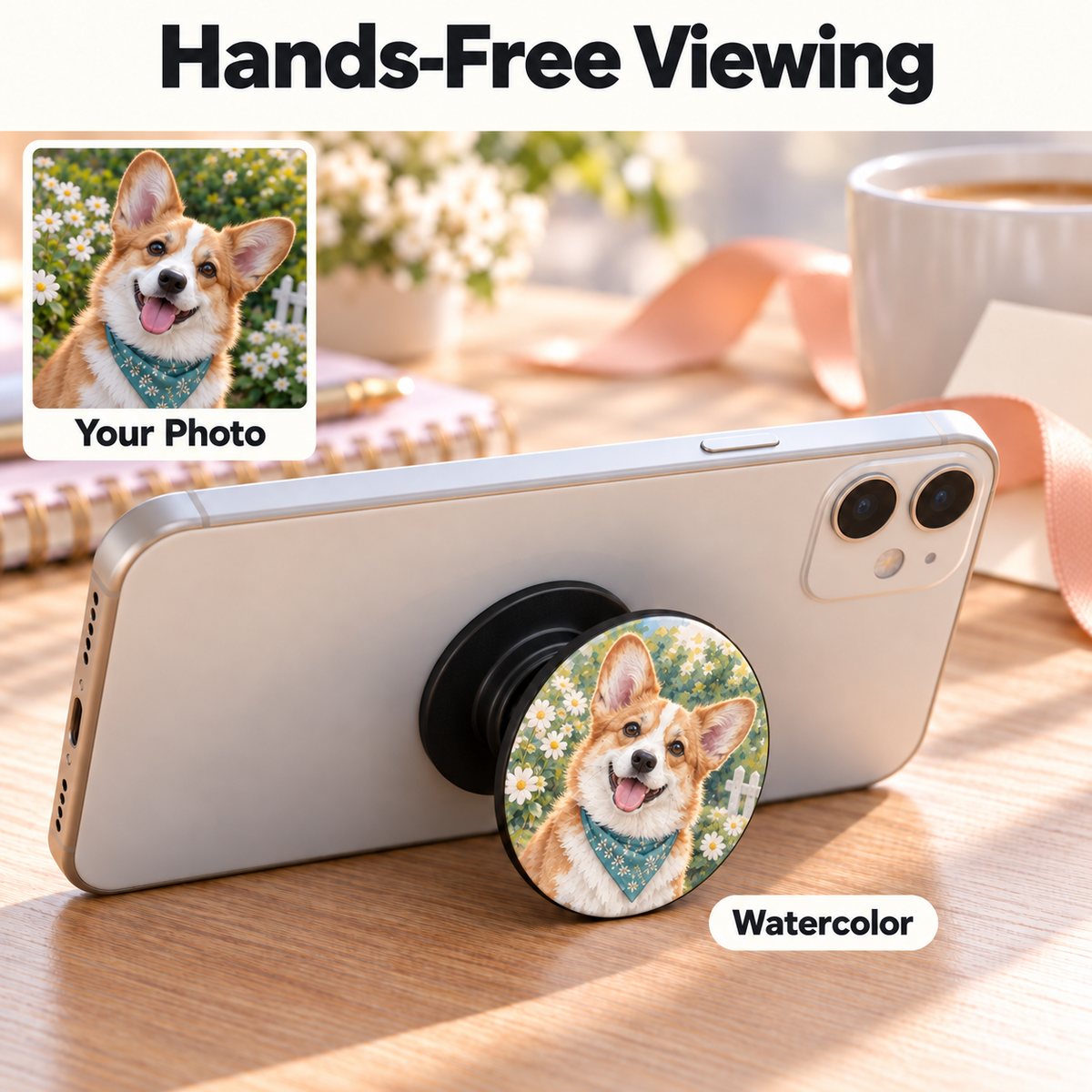 Custom Photo Phone Grip & Stand – Original Photo or AI Art